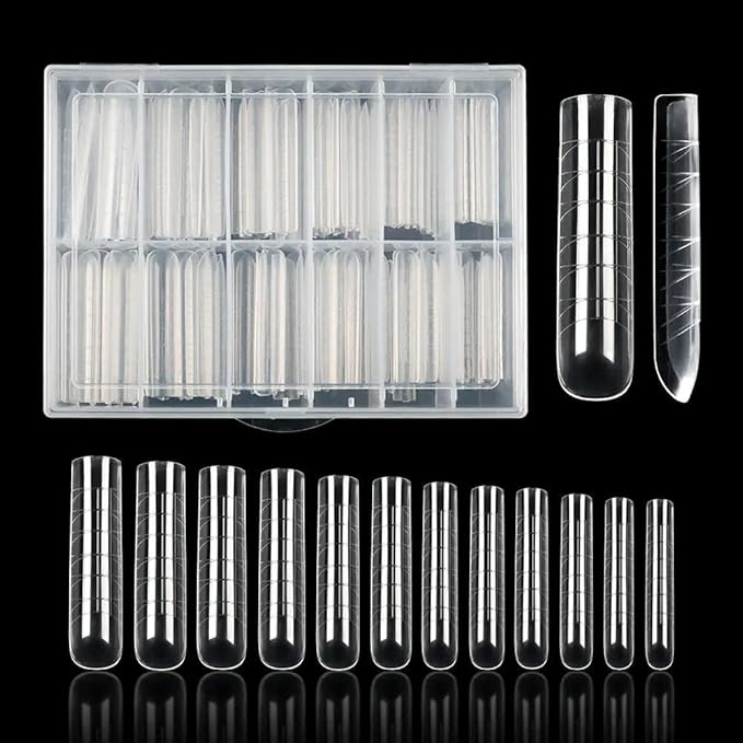 Dan's SQUARE Dual Nail Forms | Structure for Poly Nail Gel Full Cover Nail Molds, 12 Sizes for Solid Nail Gel Glue, Nail Art Design (Salon & DIY) (Square)