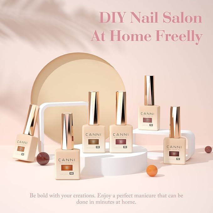 CANNI Brown Jelly Gel Nail Polish Set – 6 Colors 9ML Translucent Coffee, Mocha, Caramel Shades – Soak Off UV LED Gel for Fall Nails, High Gloss DIY Manicure, Salon Use