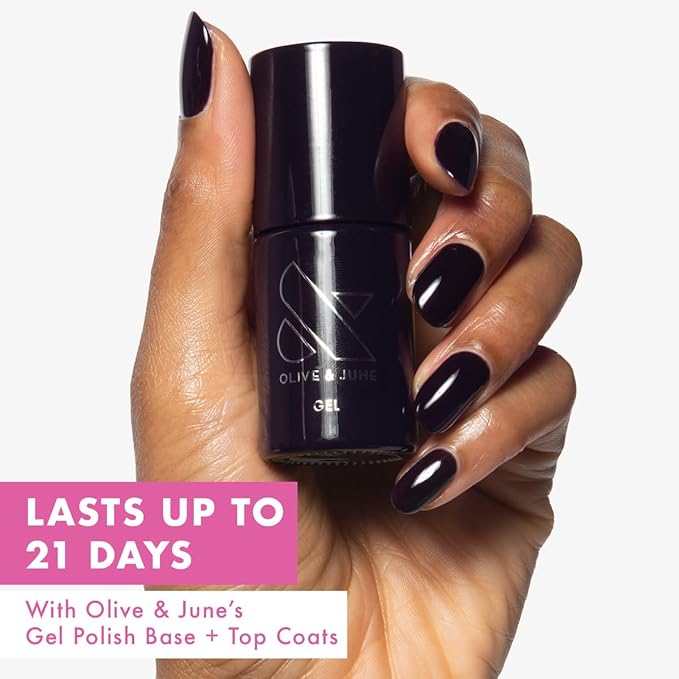 Olive & June Gel Polish | UV LED Nail Lamp Needed | Long Lasting Formula | Up to 21 Days of Wear | Damage-Free Removal | Salon-Quality Manicure, Pedicure at Home | Plum Purple | SD