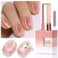 Double Rhythm 0.5 Oz Cat Eye Gel Polish with Magnet Same Color Same Bottle Holographic Glitter Shimmer Translucent Color Salon 15 ML Magnetic Nail Art (Nude Pink-MC1178)