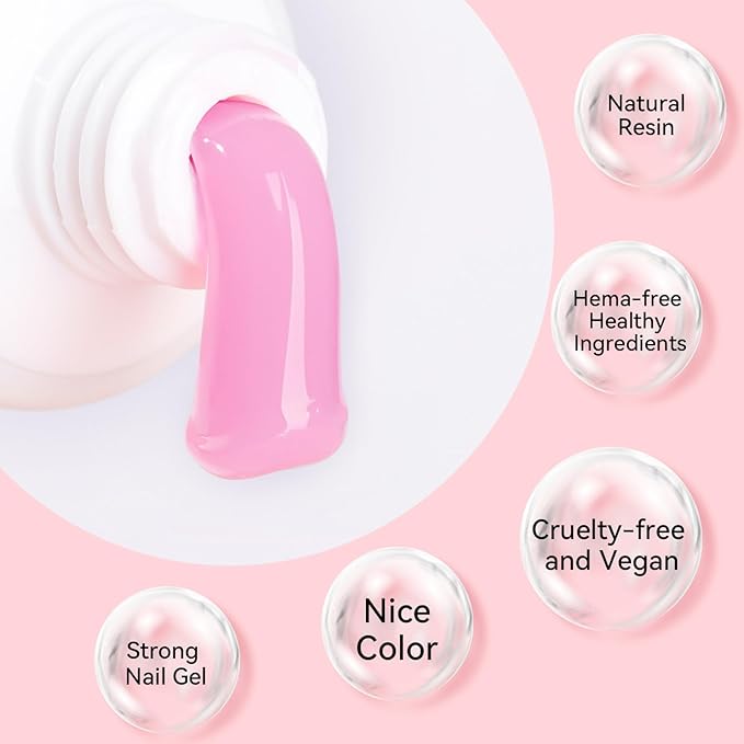 Makartt Poly Nail Gel Set - 4 Colors, Strong Builder for Extension Overlay Strengthener 3D Diy, Multifunctional, Long-lasting for Nails French Manicures Home Salon Clear and 3 Pink Shades