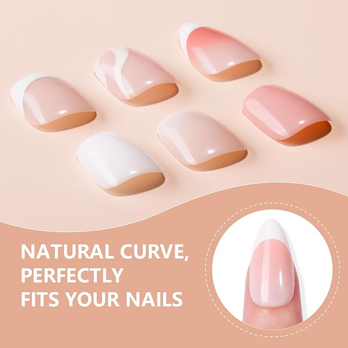 Makartt Press on Nails Kit: Short Nude Elegance Coffin Nail Tips in 6 Styles 144PCS, Natural Fit with Adhesive Tabs, Glue, and File, Manicure Set for Home Salon