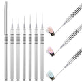 6Pcs Nail Art Liner Brushes Set, Fine Drawing Painting Details Design Striping Brush With Gel Polish Acrylic Handle Gifts Manicure Tools DIY Sizes 5/7/9/11/15/25mm, Silver