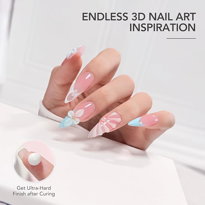 GAOY 60g Solid Builder Gel for Nails, Non-Sticky Hand 3D Sculpting Hard Gel for Nail Art Carving Modeling and Nail Extension, White