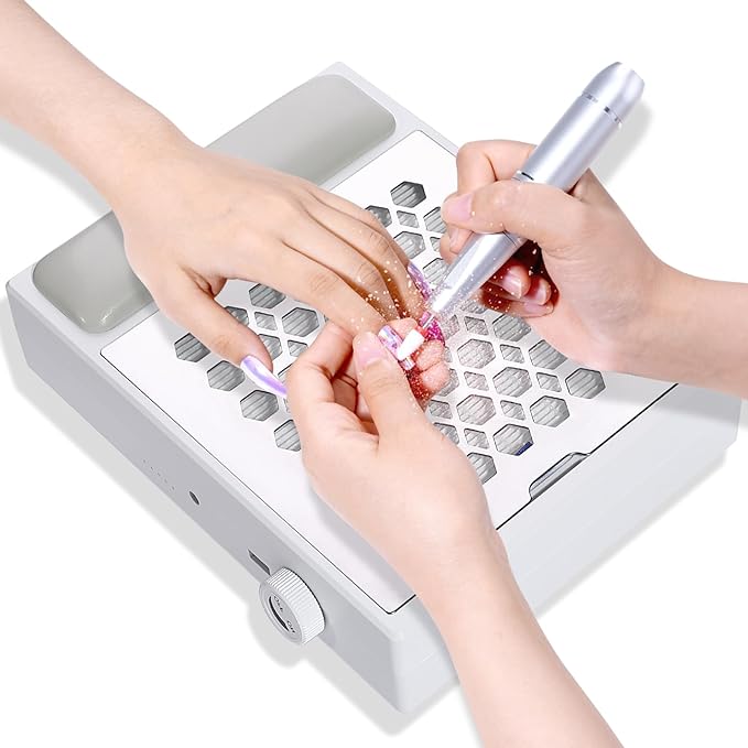 Nail Dust Collector, Cordless Dust Collector Nail Tech, Professional 550PA Vacuum Fan Vent Dust Extractor Quiet Dust Suction Machine for Acrylic Nails Polishing, Nail Salon&Home