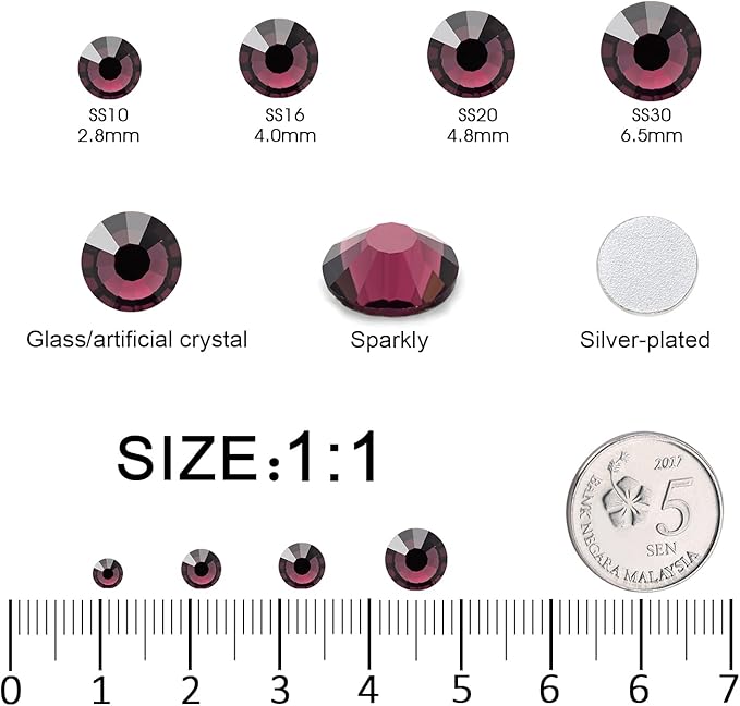 Flatback Rhinestones Bulk, 14400PCS Purple Rhinestones for Clothes DIY Decoration Crafts, Purple, SS10, 2.7-2.9mm