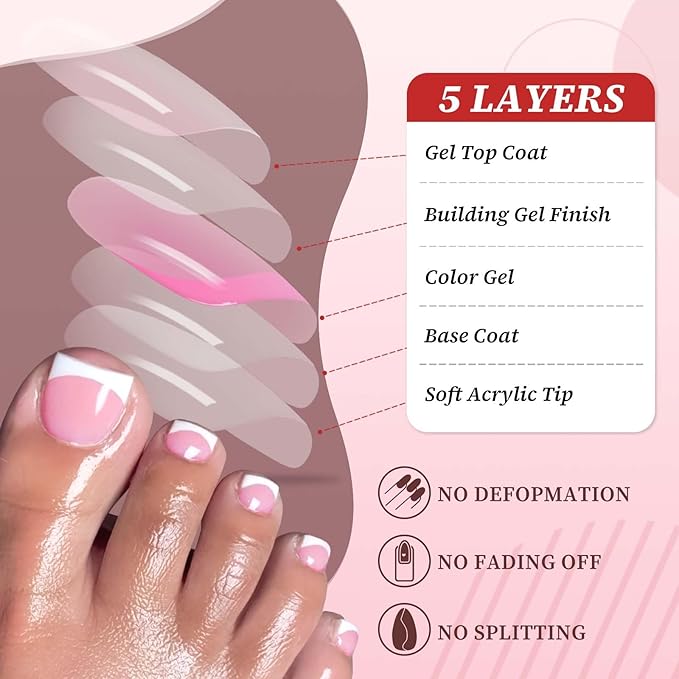 150pc White French Tips Press on Toenails Women Fake Toenail with Glue Tab, Baby Pink Toe Nail Press ons Nails Short Square Fake Toe Nail Tips French Glue on Toenails False Acrylic Toes Nails Kit