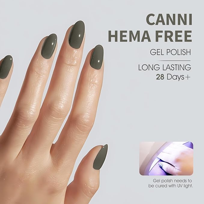 CANNI Grey Gel Nail Polish, 1Pcs Grey Gel Polish Color Nail Polish High Gloss Soak Off U V Nail Manicure Salon DIY