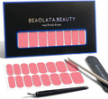 Nail Polish Strips, 32PCS Salon Quality Wraps, Long Lasting Gel Nail Stickers for Women Easy Apply& Remove (Cyber Pink)