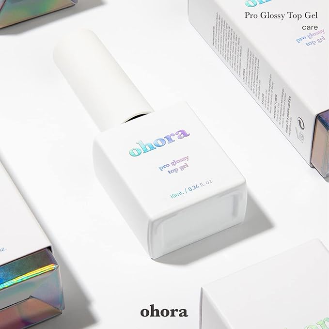 ohora Gel Nail Care (Pro Glossy Top Gel) - Corrects Nail Texture, Easy to Use & Easy to Remove for Semi Cured Nail Strip Application - Professional Salon-Quality for Healthy, Strong Nails