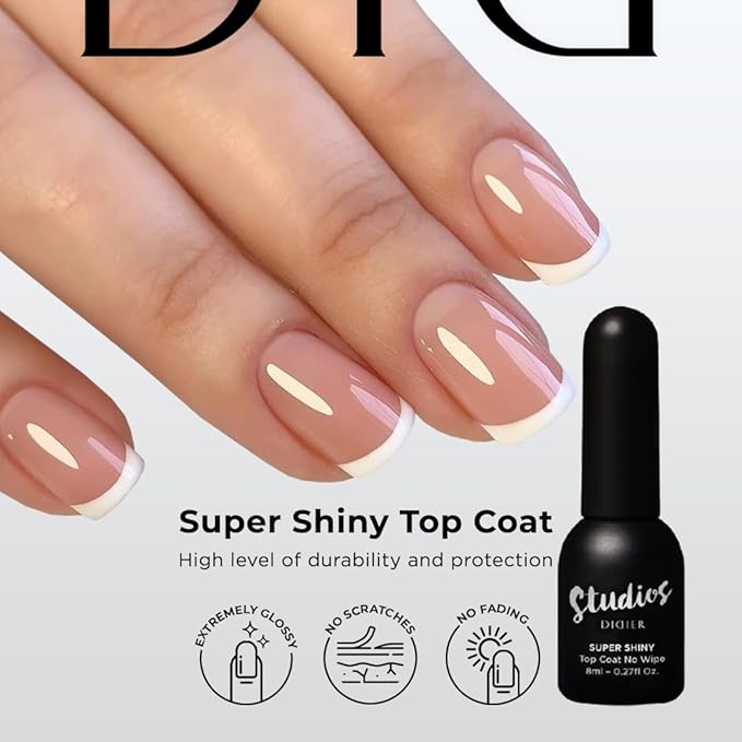 Didier Lab - Premium Gel Nail Polish Kit - Base Coat Nail Polish Meta- Super Shiny No Wipe Gel Top Coat - Clear Nail Polish Gel -LED UV Gel Polish Set - Gel Top and Base Coat - Soak Off Gel Polish Kit