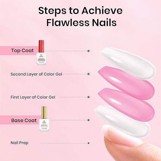Beetles 15ml Gel Base and Top Coat Set HEMA Free, TPO Free Top Coat Gel Nail Polish & Base Clear Glossy Long Lasting No Wipe Soak Off Upgraded Safe Low-Sensitivity, No More Damaged Gifts for Women