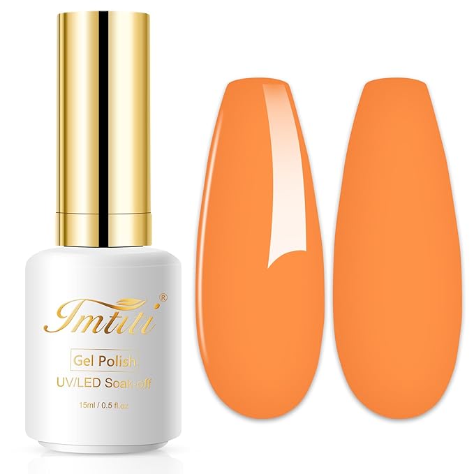 Imtiti Gel Nail Polish - 0.5 Fl Oz Creme Orange Gel Polish for DIY Nail Art Manicure Salon Kit