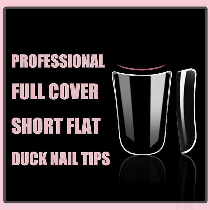 Duck Nail Tips 240pcs Extra Thick Short Duck Feet Nails Moon Cut, 12 Sizes Full Cover Clear Y2K Press on Acrylic False Nails, French Soft Gel Fake Nail Extension for Nail Salon and Home DIY