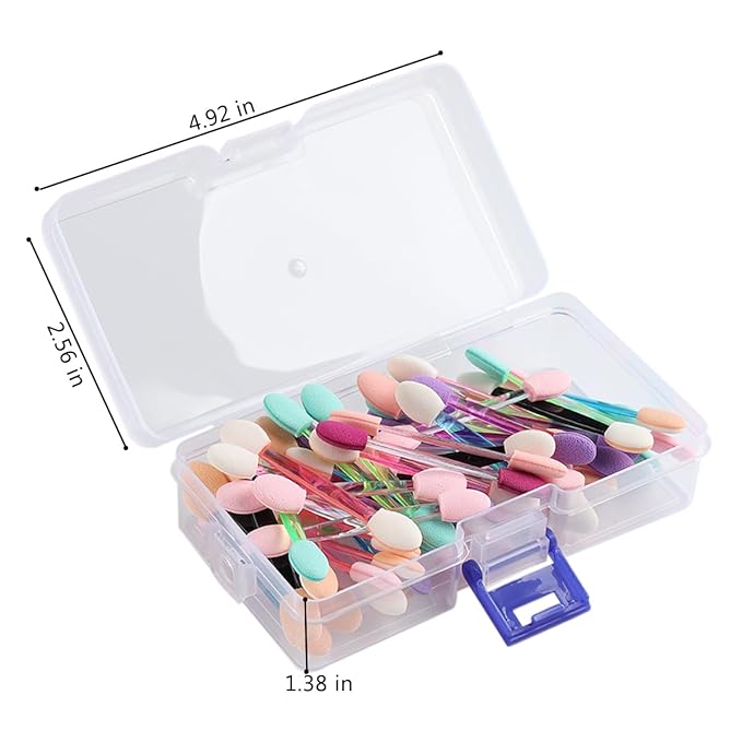 50PCS Chrome Nail Powder Applicator Brushes, Disposable Eyeshadow Applicator With Acrylic Storage Box, Nail Glitter Powder Pigment Pen Brush, Nail Art Applicator Tools