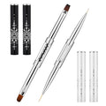 2pcs Hard Gel Nail Brush, French Manicure Brush French Tip Nail Gel Liner Brush, Builder Gel Brushes for Design Nails Dual-Ended Nail Design Brushes Rhinestone Handle Nail Brush Professional Nail Art