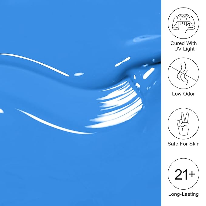 Imtiti Blue Gel Nail Polish, 0.5 Fl Oz Royal Blue Soak Off LED UV Polish for Spring Summer DIY Nail Art Starter Manicure Salon Kit