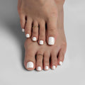 BTArtbox Press on Toenails Short, White Press on Toe Nails Square, Light Weight & Fit Perfectly Glue On Toe nails with Glue, Fake Toenails in 16 Sizes- 32 Toenails Kit, Pure Chic