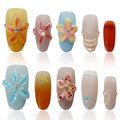 COOLYOUNG Short Square Press On Nails, Girls Fake Nails, Stick On Nails For Women,10 Pieces False Nails (Tropical Flower, L)