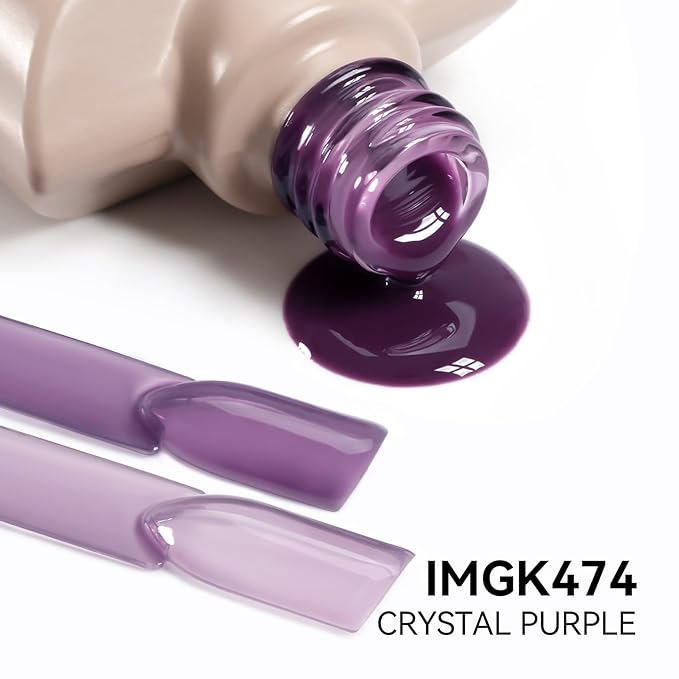 MAYCHAO 15ML Jelly Purple Gel Nail Polish 1Pc Crystal Purple Gel Polish Soak Off UV LED Translucent Nail Polish Nail Art Starter Manicure Salon DIY at Home, 0.5 OZ