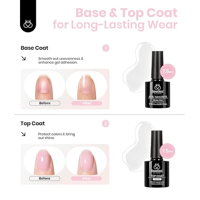 Beetles Builder Gel Set HEMA Free-Blush Whisper 4 Color 7 in 1 Nail Thickening Strengthening Building Apex with Base & Top Coat for Beginner DIY Salon at Home,Nude Builder Nail Gel,UV & LED Lamp Cured