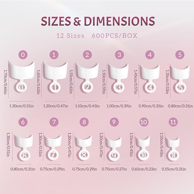 Ranrose 600PCS Short French Style False Nails Half Cover Nails Tips,White Short Acrylic Extension Finger Nail 12 Sizes with Box