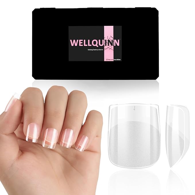 Square Nail Tips Extra Short Thicken Soft Gel Nails Pre-etched XS Clear Full Cover Press on Acrylic Fake Nail Extension for Manicure Salon Home DIY 360Pcs 15 Sizes Black Box Collection
