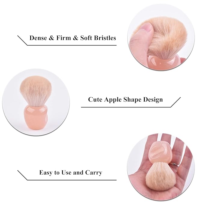 Nail Art Dust Powder Remover Cleaner Brush, Nail Art Dust Cleaning Brush Soft Kabuki Brush for Makeup & Acrylic Gel Nails (Pink)