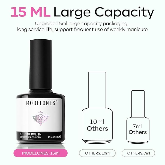 modelones Glitter Gel Nail Polish Pastel Pink-Green Gel Nail Polish Soak-Off UV Gel Polish - 28+ Days Long-Lasting Salon-Quality Nail Art for Spring DIY Manicure & Gift 15ML