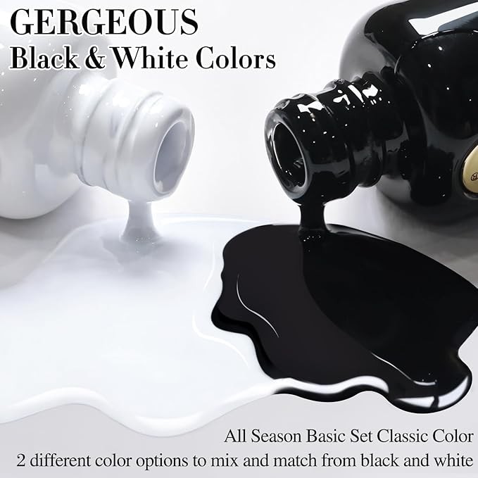 Double Rhythm 2 Pcs 0.50 OZ Gel Polish Hema Free Same Color Same Bottle Translucent Neutral Natural Milky 15 ML Jelly UV Polish Art DIY at Home (Black White-C1015+C1093)