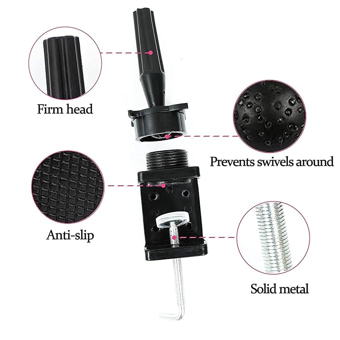 Wig Head Stands Mannequin Head Stand Cosmetology Manikin Training Head Stand Holding Holder Clamp Stands Black C-Clamp Holder Practice Hand Stand Adjustable Rotary Desk Table Clamp Holder (1 PCS)