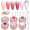 6 Colors Cushion Pat Painting Gel Nail Polish Neutral Nude Pink White Ombre Gradient Paint Gel with 50PCS Soft Nail Sponges Grabber Pen Blending Stamping Aura Design Matte No Wipe UV Cure