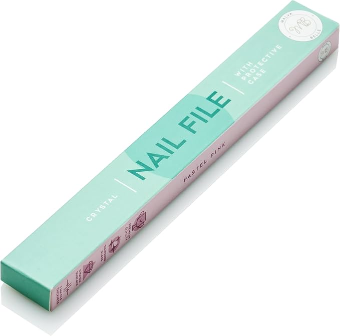 Malva Belle Best Crystal Glass Nail File for Women - File & Travel Case Set - Heavy Duty for Natural Nails, Gel - Professional Nail Shaper – Nail Care Essentials - Pastel Pink 2mm