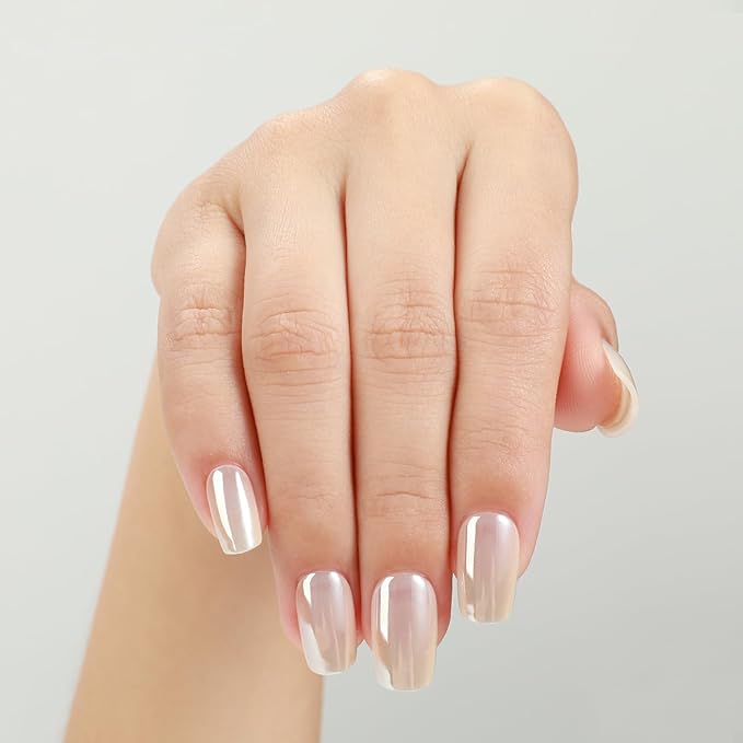 Rnker Press On Nails - Nutty Color, Short Square Top gel Nails with a Glossy Glaze Finish, 15 Sizes - 30 Nail Kit with Glue