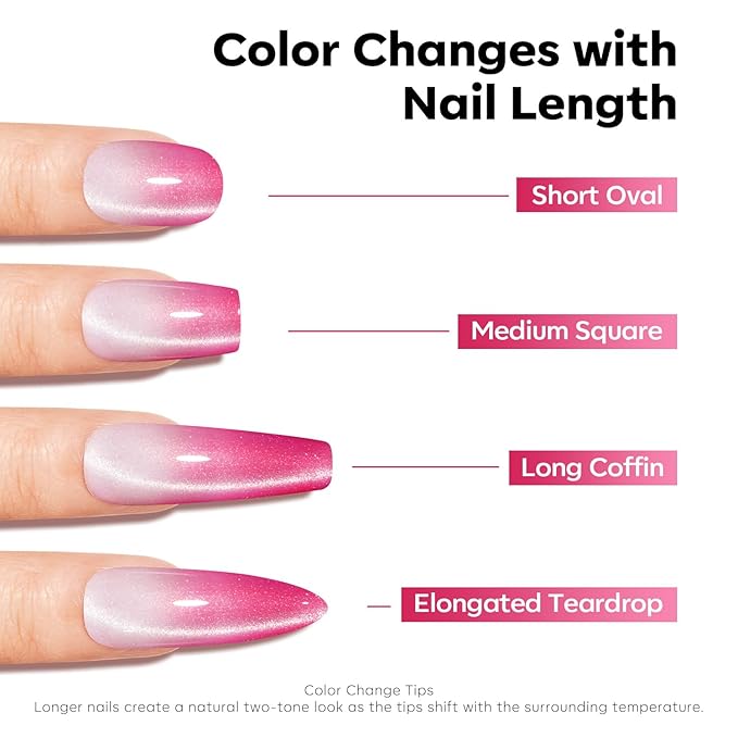modelones Pink Gel Polish Cat Eye Nail Polish Hot Pink Gel Nail Polish Color Changing Mood Temperature Change Gel Soak Off Nail Art 15ML