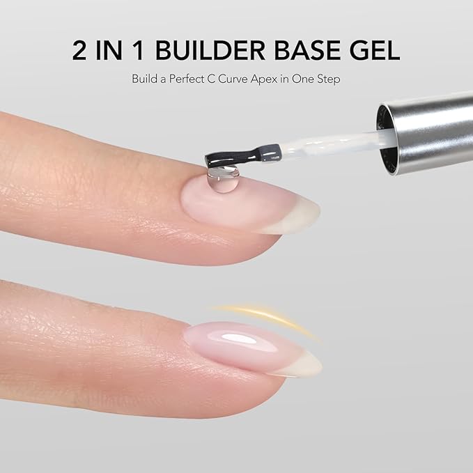 GAOY 16ml Clear Builder Base for Gel Polish, Rubber Base Gel, Nail Strengthener for Natural Nails, Long Lasting UV Light Cure