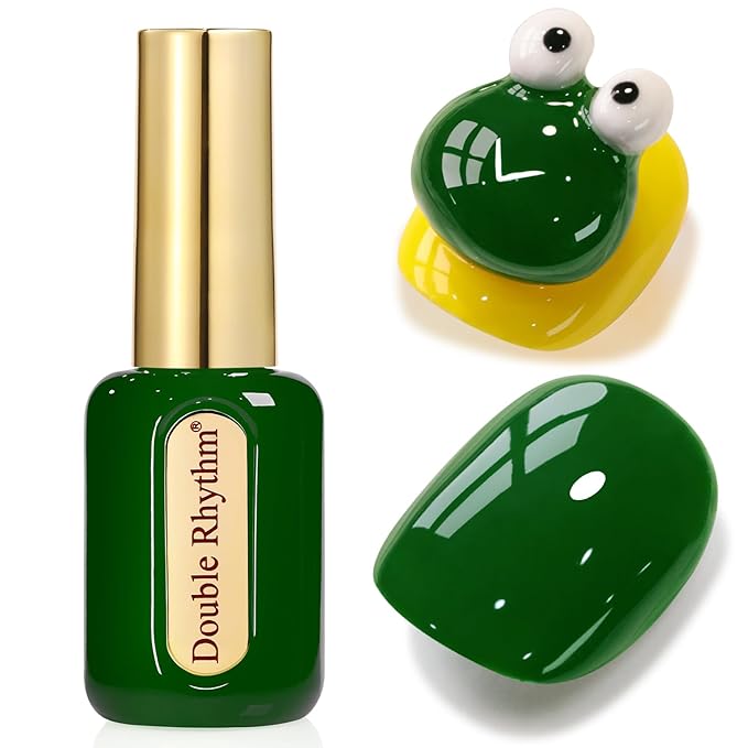 Double Rhythm 0.50 OZ Gel Polish Hema Free Same Color Same Bottle Golden Round Translucent Neutral Natural Milky 15 ML Jelly UV Polish Art DIY at Home (Dark Green-C1287)