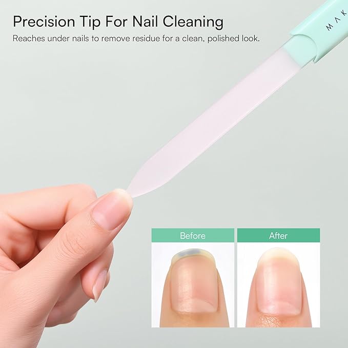 Makartt Glass Nail File: Nail Files for Natural Nails, Double-Sided Sandblasted Crystal Nail Filer, Gentle Nail Care for Shape & Smooth Finish, Portable Manicure Gift, 1pc Green
