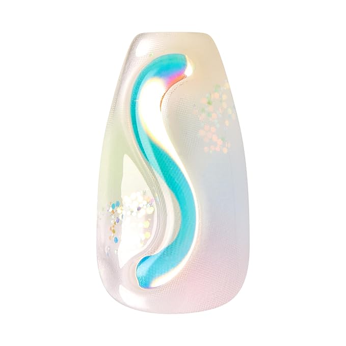 KISS Gel Fantasy Allure Press On Nails, Ready to Wear, 3D Design, Waterproof, Pink Gel Nail Glue 0.07 Oz. (2g), Manicure Stick & Mini File, 28 Count