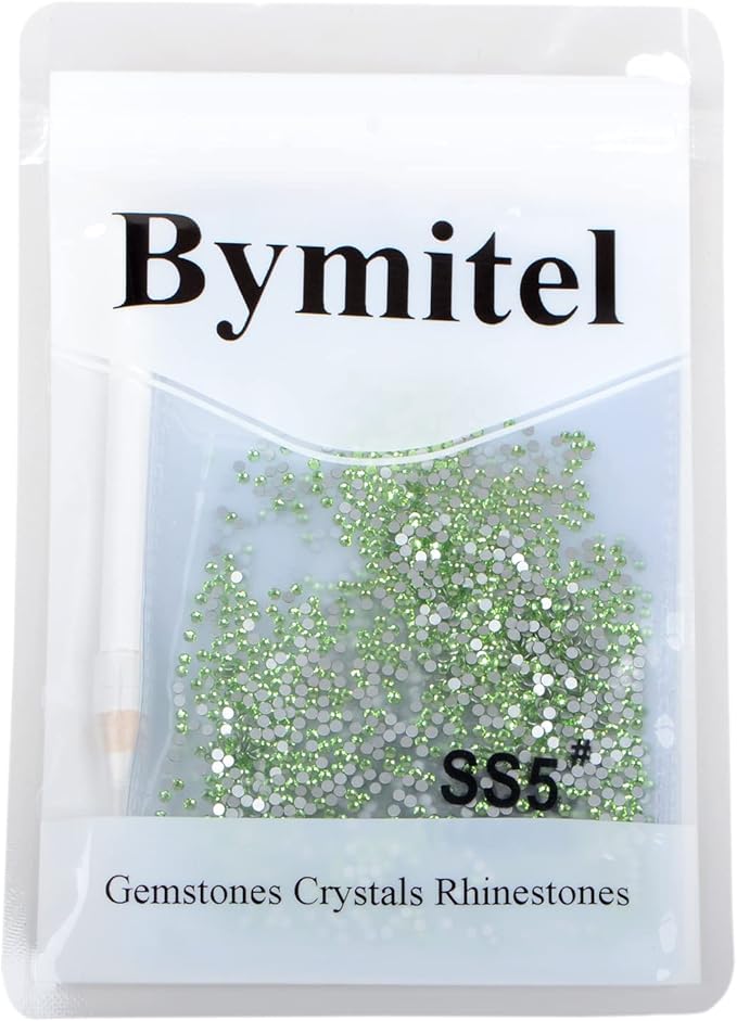 2880PCS Art Nail Rhinestones Non Hotfix Glue Fix Round Crystals Glass Flatback for DIY Jewelry Making with one Picking Pen (ss5 2880pcs, Peridot)