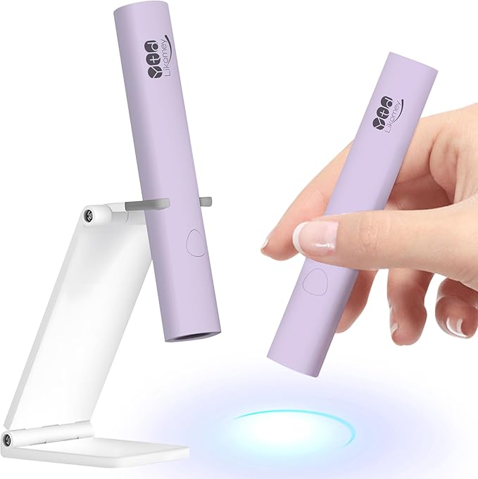 YTD Likomey Handheld UV LED Lamp for Gel Polish,Purple Quick Dry Mini Nail Light with Folding Bracket, Portable Cordless Rechargeable for Fast Curing UV Nail Glue Builder Extension Gel