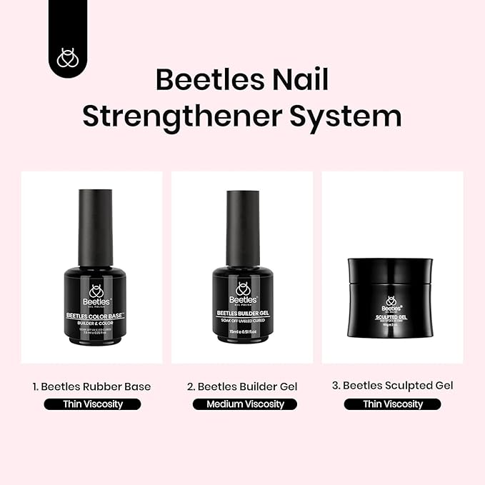 Beetles Rubber Base Builder Nail Gel Set - 6 Colors Nude Pink White Base Gel Polish 5 in 1 for Nail Extension, Repair and Sculpting, Soak Off U V LED Lamp Cure Manicure Art Design Gifts for Women