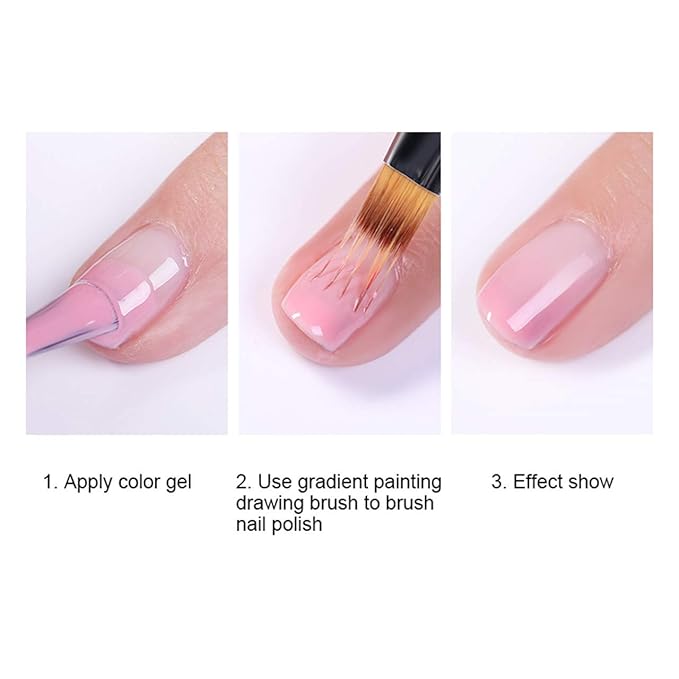 LWBTOSEE 2PCS Nail Ombre Brush Set - Gradient Color Nail Art Painting Pen with Rhinestone Crystal and Acrylic Drawing Pen for UV Gel Polish