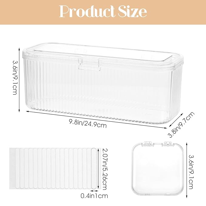 Press On Nail Orgnizer 14 PCS Clear Press On Nail Storage Boxes and 1 Big Storage box with 60 Pcs Adhesive Double Sided Tape, On Packaging for Fake Display Salon