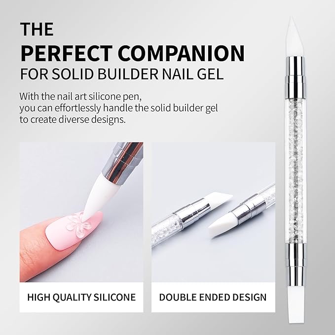 3D Gel Nail Art Kit-Pearl White Solid Builder Gel for Nails 3D Sculpting Carving Building Modeling Hard Extension for Beginner DIY Salon at Home Cured Needed