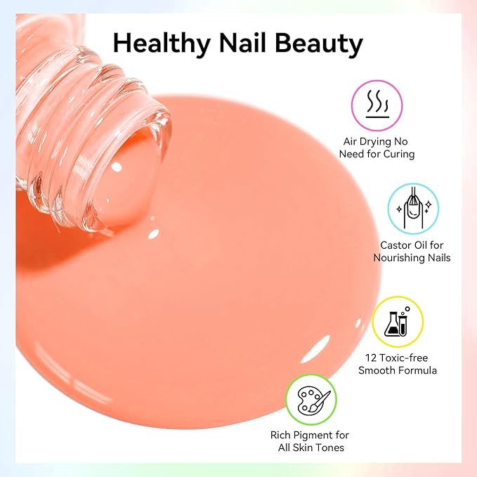 Pastel Nail Polish Set-16 Colors Macaron Pink Blue Yellow Nude Pink Purple Air Dry Nail Polish Set with Base Top Coat & Remover Pads,Vegan, Non-gel Air Dry Salon DIY Nail Art Design Kit