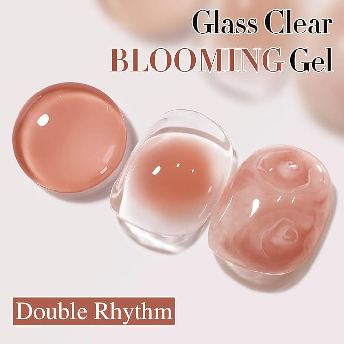 Vishine 2 Pcs 16ml Blooming Gel, Clear Blooming Nail Polish, Spreading Effects Soak Off UV Gel Natural Stone Watercolor Floral Print for Nail Art Design Manicure