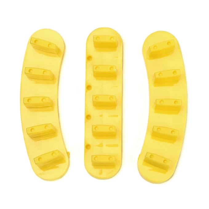 3pcs False Nail Art Tips Practice Display Stand Tool with 10 pcs False Nail Tips for Gel Nail Polish DIY Nail Training Tools (Yellow)