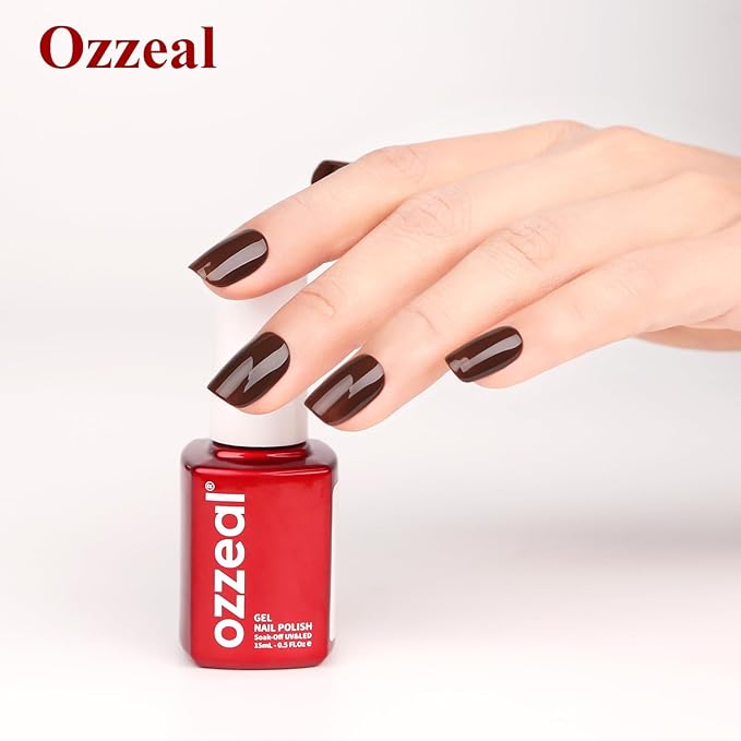 Gel Polish, 0.5 Fl Oz Chocolate Brown Gel Nail Polish Autumn Winter Art Starter Manicure Salon DIY at Home Soak off LED UV