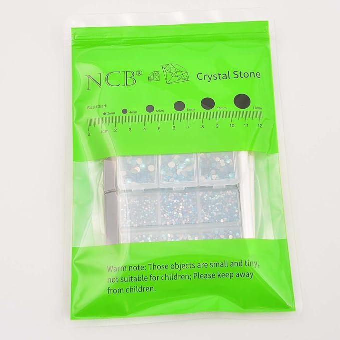 NCB 8000pcs Non Hotfix Rhinestones 10 Sizes Flatback Crystal Glass Rhinestones with Tweezers and Picking Pen for Nail Art Clothes Bags Phone Decorations Crafts DIY (004 Aquamarine Mix SS3-SS30)